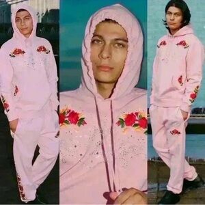 Teddy fresh pink rhinestone cowboy hoodie sz M